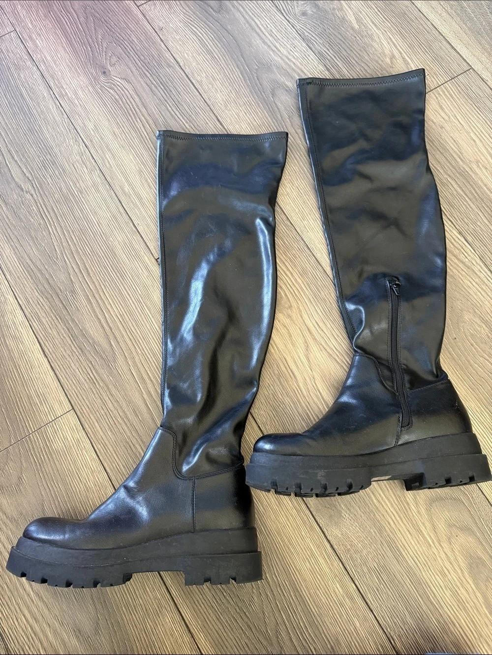 Call It Spring Black Over-the-Knee Platform Lug Boots size 9